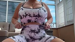 Doing yoga big natural saggy tits hard nipples
