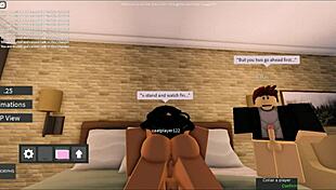 roblox whore gets gang banged in game threesome