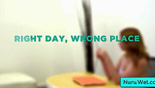 busty redhead teen masseuse prepares seth gamble for nuru massage