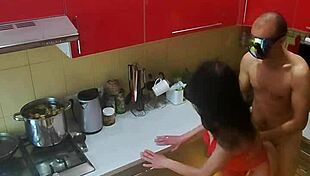 Hidden Cam In Kitchen Captures Rough Milf Scenes!