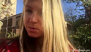 Trip to Barcelona with skinny blonde amateurs outdoors