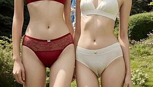 Cute Lesbians Pose in Underwear