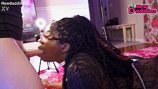 Black 20-Year-Old Ebony Babe Screams While Sucking White Daddy in Wild Lingerie Session