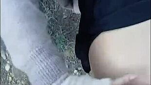 hot whore receives creampie and spanks outdoors