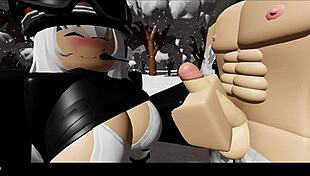 Snowy Forest Scene with Blonde Cartoon Character in Nature