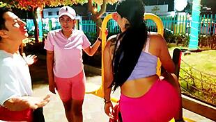 hey, banging a stranger with big tits in public?