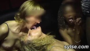 3 amateur milfs in sexshop exhibition and public orgy