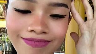 Beauty asian girl shows off huge dildo in homemade video