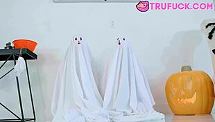 Lana And Molly In Costumes Secretly Fucking Their Stepbrother