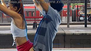 Casal's Bold Public Sex at Train Terminal