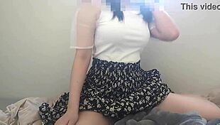 curvy asian beauty couldn't stop craving, so she played solo on blanket