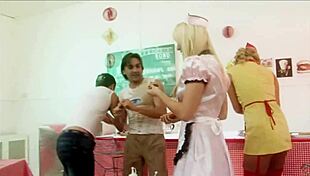 Hey, check Diana Gold and Eva Mercedes in a wild foodie foursome!