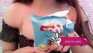 Red panty upskirt with vietnamese girl