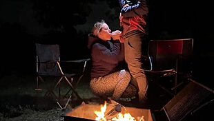 Fat curvy amateur fucks in public camping outdoor trying to get caught