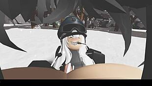 Snowy Forest Scene with Blonde Cartoon Character in Nature