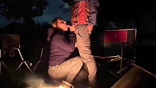 Fat curvy amateur fucks in public camping outdoor trying to get caught