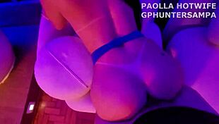 Paolla hotwife fucks masked lover anal screaming in cuckold session 😈