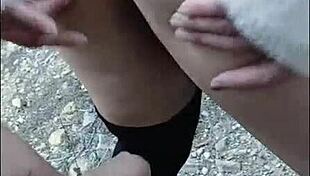 hot whore receives creampie and spanks outdoors
