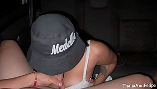 Amateur Couple Thalía Restrepo and Felipe Romero Can't Wait to Fuck in the Car with Riding and Anal