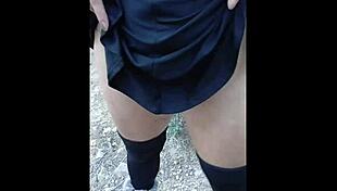 hot whore receives creampie and spanks outdoors
