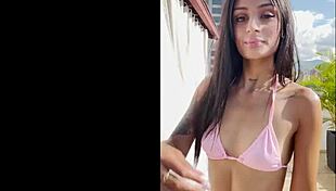 Big white cock gapes tiny Colombian slut's asshole in anal creampie casting