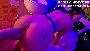 Paolla hotwife fucks masked lover anal screaming in cuckold session 😈