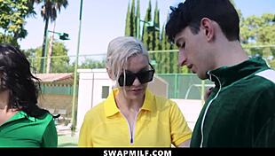 Step sons swapping moms in foursome!