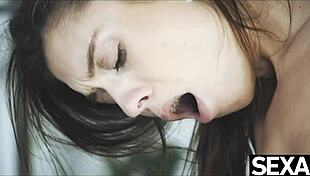 Two girls in lingerie give each other orgasms at work