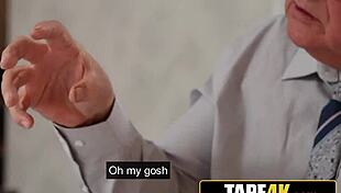 fat old dude cheats licking riding son's young girlfriend's natural tits in sex