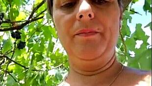 Blonde Milf Masturbates Outdoors with Natural Tits