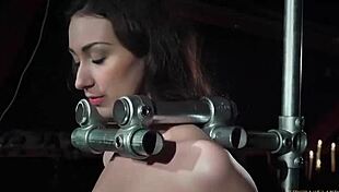 Painful yet playful BDSM session for a young teen, tied up and squirting.