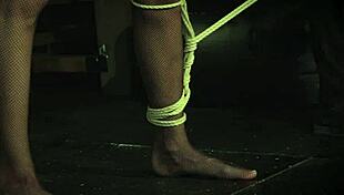 Painful yet playful BDSM session for a young teen, tied up and squirting.