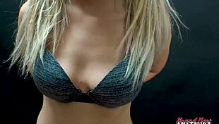 Sabrina, The Petite Brunette Coed, Casually Rubs Her Tits As She Sucks A Hard Cock