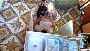 I watch unfaithful wife fuck plumber. Rough in kitchen! 😳