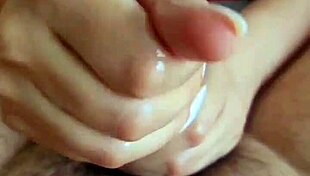 Big Boobs Wife Gives Husband Handjob