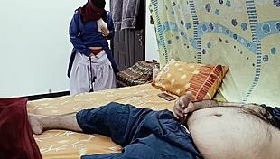 Desi school girl watches stepfather masturbate before joining him in intimate moment