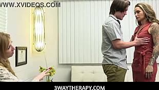 lucky dude fucks both athena anderson and sexy doctor sonia harcourt in an emotional threesome