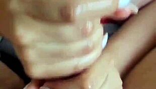 Big Boobs Wife Gives Husband Handjob