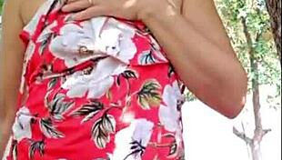 Blonde Milf Masturbates Outdoors with Natural Tits