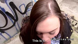 brunette euro babe bangs big cock in public outdoor pov 😏