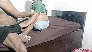 Indian housewife gives blowjob and footjob to devar in bedroom