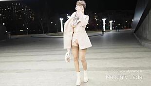 just a coat on my naked body, flashing in public on the train