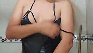 Transsexual In Bathroom Indulges In Sensual Touching