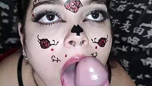 wellington prado gets deep blowjob on veiny big cock and cums on face - full on red