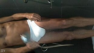 Suggestive Shower Bathing With Shaved Cock And Hairless Body