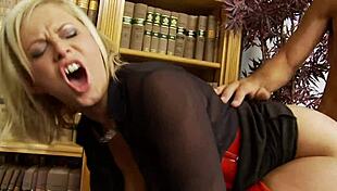 Blonde Anna Joy In Fishnets Gets Shaved Pussy Fucked Cum Facial