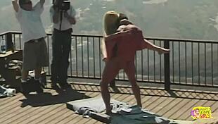 busty blondes licking in pool