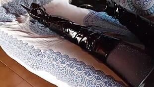 Yo, check my black fishnets and knee-high boots! 🔥