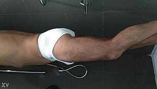 Suggestive Shower Bathing With Shaved Cock And Hairless Body