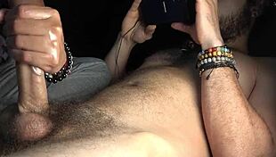 Great angle for ejoy of a good handjob giving by beautiful hands with long and sexy green nails